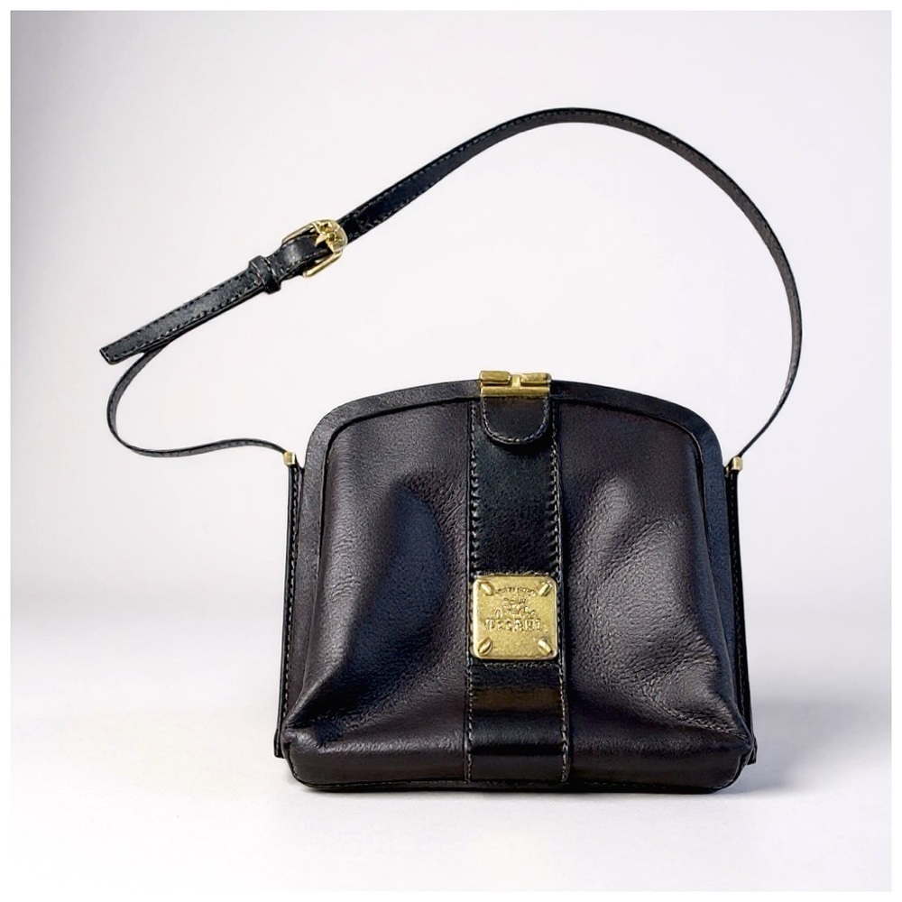 Vintage HCL Leather Crossbody Bag W/ Gold Accents - Picture 11 of 13